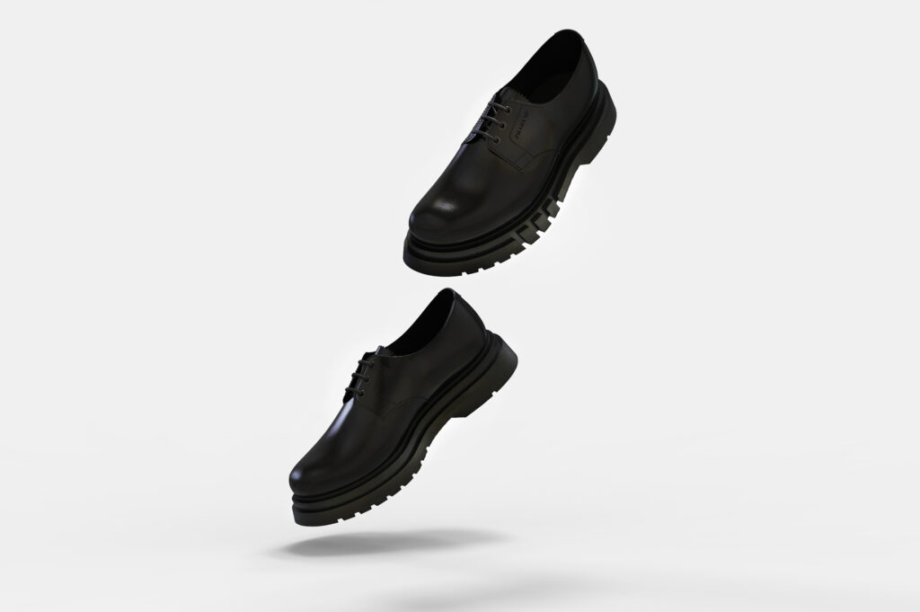 Prada Adidas floating derby shoes in front view